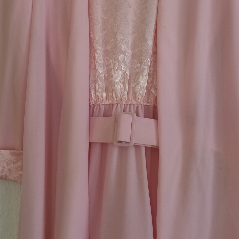 Vintage Pastel Pink Dress Matching Jacket Lace Elegant Retro Sheer Girly 80s - Picture 6 of 13